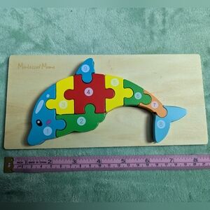 Montessori Wooden Numbered 3D Jigsaw Dolphin Puzzle